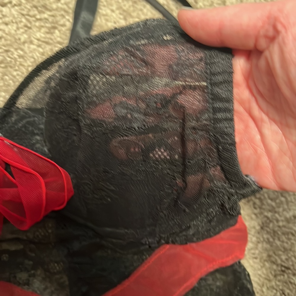 Cacique chemise, black with “ribbon/bow,” size 12 (or 14/16, see photos) EUC! - Picture 5 of 8